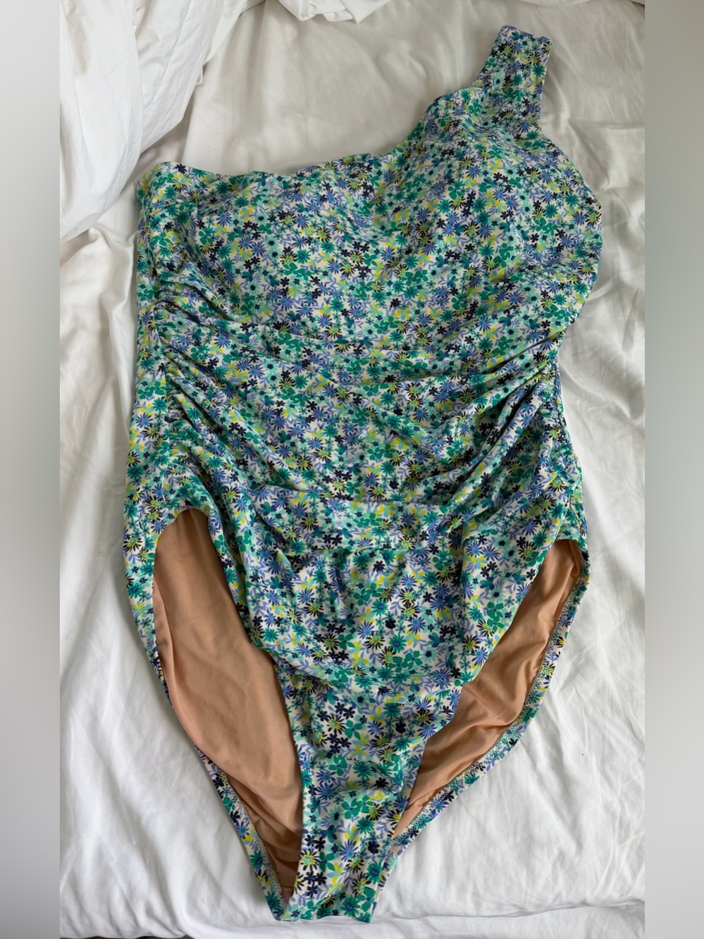 J. Crew Floral One-Piece Swimsuit in Green, Blue and Yellow